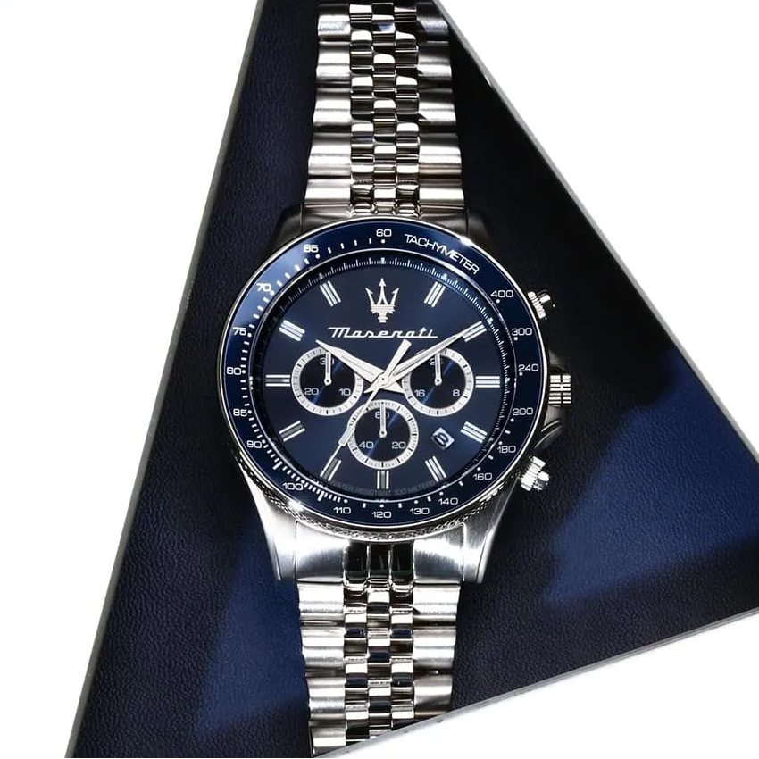 Maserati Sfida R8873640025 Chronograph Quartz Blue Dial Stainless Steel Chain Men’s Watch