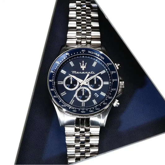 Maserati Sfida R8873640025 Chronograph Quartz Blue Dial Stainless Steel Chain Men’s Watch