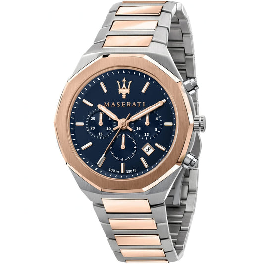 Maserati Stile R8873642002 Chronograph Quartz Blue Dial Two-Tone Stainless Steel Chain Men’s Watch