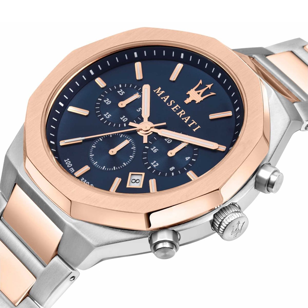 Maserati Stile R8873642002 Chronograph Quartz Blue Dial Two-Tone Stainless Steel Chain Men’s Watch