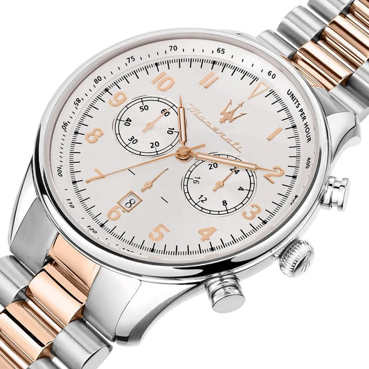 Maserati Tradizione R8873646002 Chronograph Quartz White Dial Two-Tone Stainless Steel Chain Men’s Watch