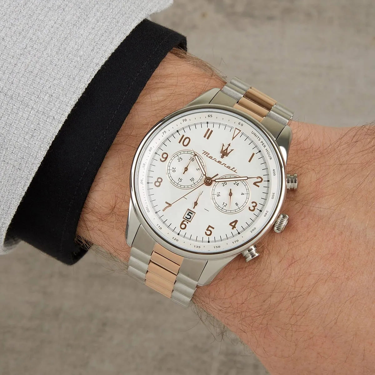 Maserati Tradizione R8873646002 Chronograph Quartz White Dial Two-Tone Stainless Steel Chain Men’s Watch