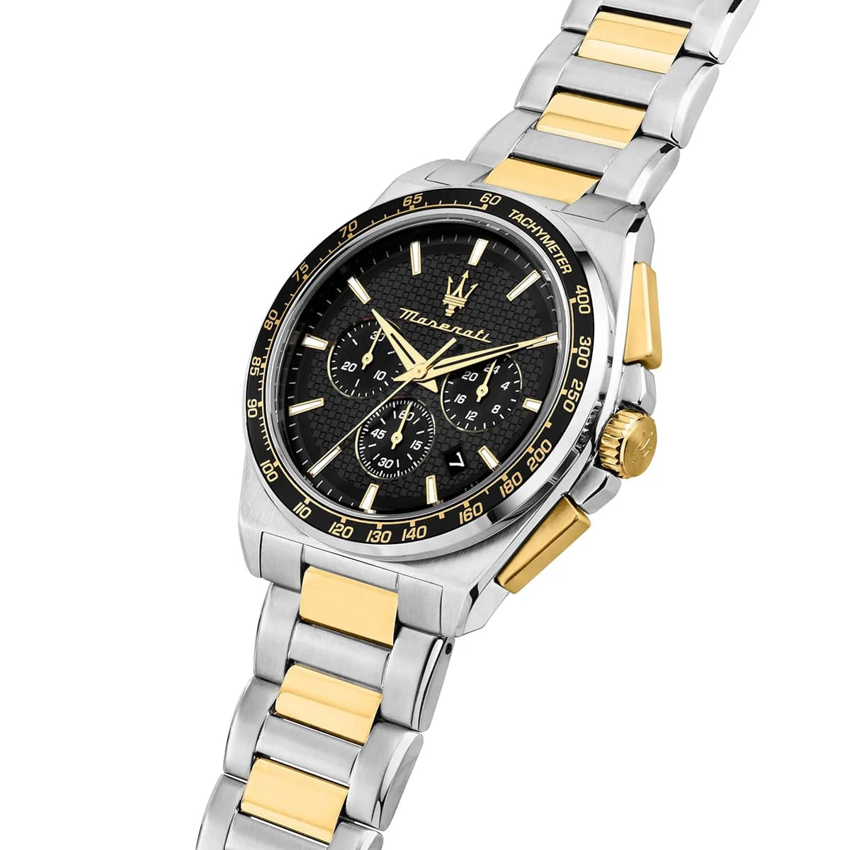 Maserati Velocita R8873652003 Chronograph Quartz Black Dial Two-Tone Stainless Steel Chain Men’s Watch