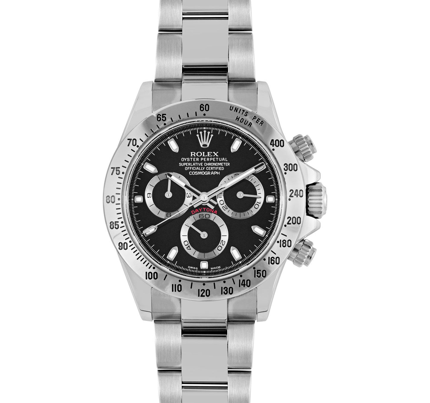 Rolex Daytona Silver With Black Dial Oyster Perpetual Automatic Stainless Steel Chain Men’s Watch