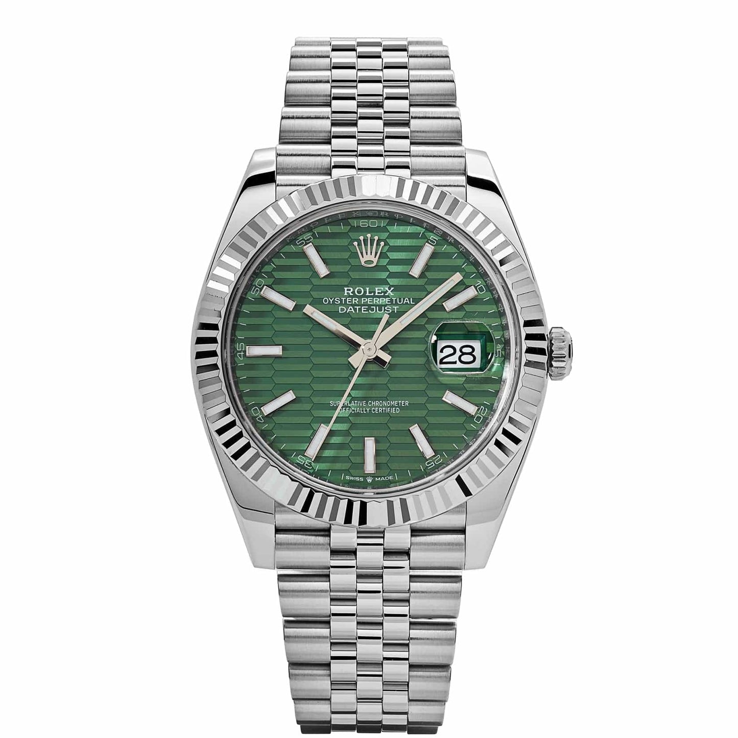 Rolex Datejust Green-Motif Dial Oyster Perpetual Automatic Stainless Steel Chain Men’s Watch