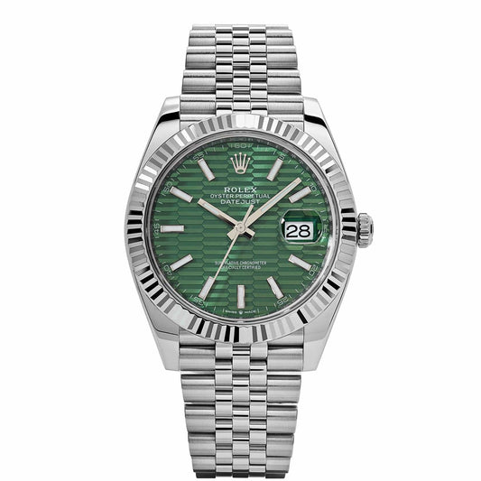 Rolex Datejust Green-Motif Dial Oyster Perpetual Automatic Stainless Steel Chain Men’s Watch