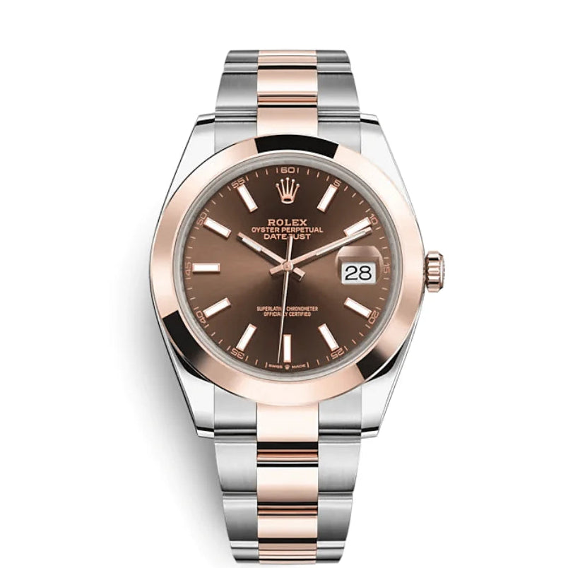 Rolex Datejust Automatic Dual Tone Color With Chocolate Dial Stainless Steel Chain Men’s Watch