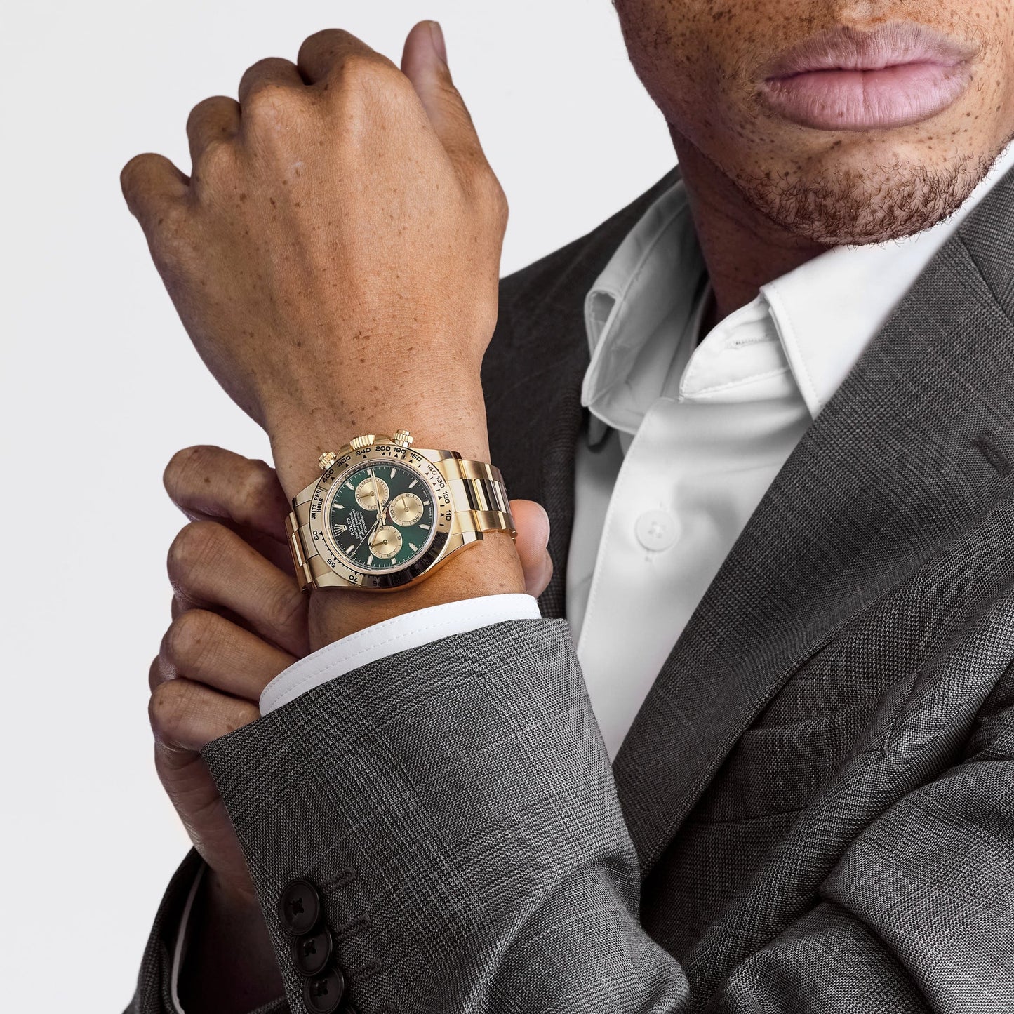 Rolex Daytona Oyster Perpetual Full Golden Green Dial Automatic Stainless Steel Chain Men’s Watch