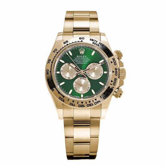 Rolex Daytona Oyster Perpetual Full Golden Green Dial Automatic Stainless Steel Chain Men’s Watch