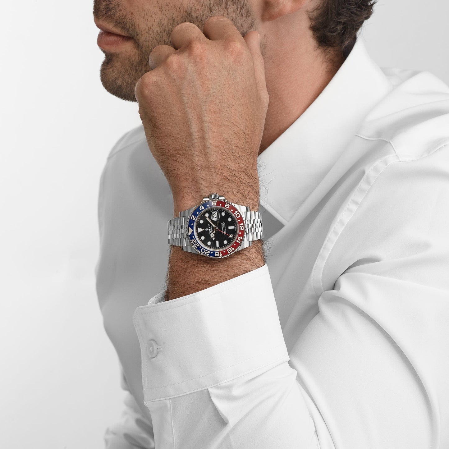 Rolex GMT Master II Pepsi Edition Automatic Black Dial Stainless Steel Chain Men’s Watch