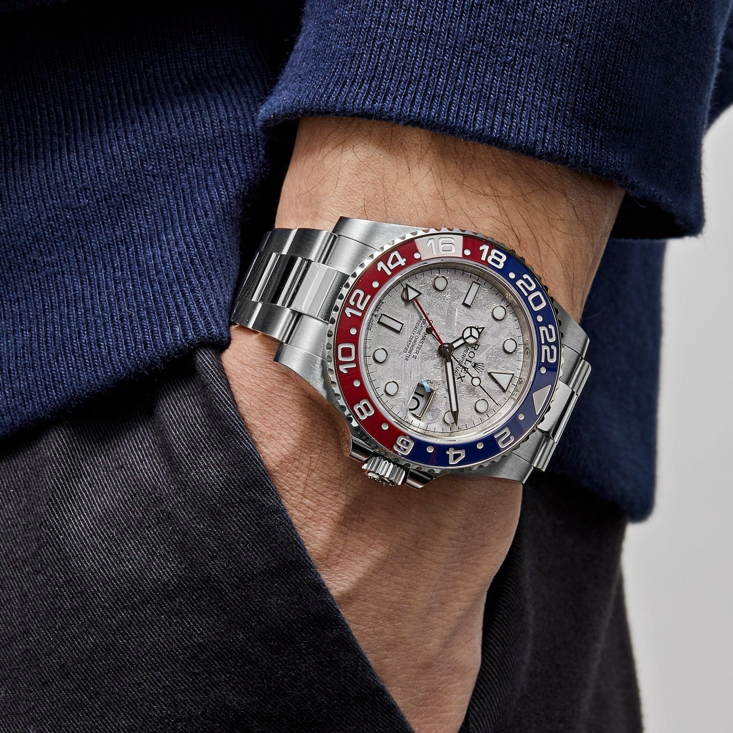 Rolex GMT Master II Meteorite Dial Pepsi Edition  Automatic Stainless Steel Chain Men’s Watch