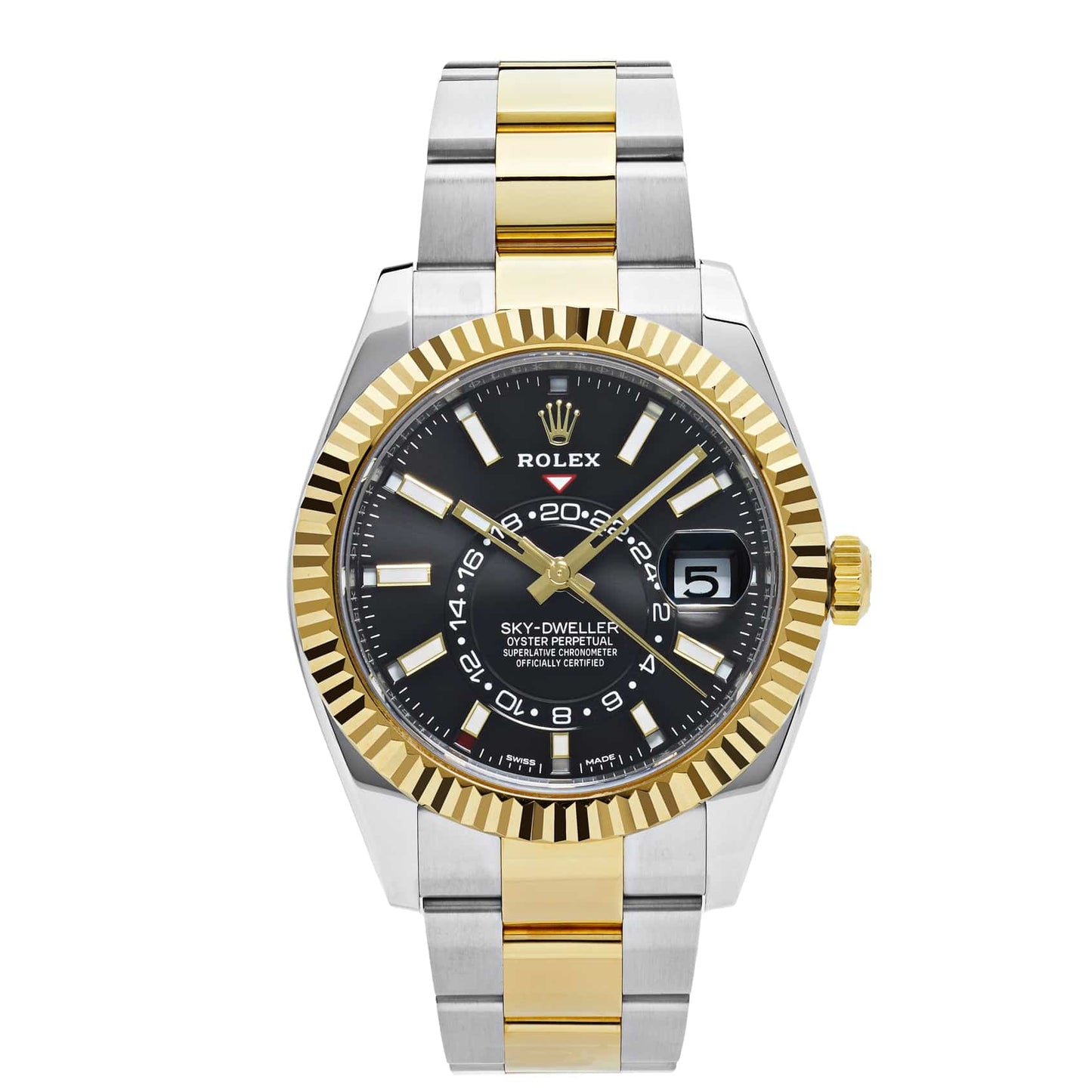 Rolex Sky-dweller Automatic Dual Tone With Black Dial Stainless Steel Chain Men’s Watch