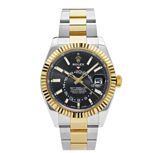 Rolex Sky-dweller Automatic Dual Tone With Black Dial Stainless Steel Chain Men’s Watch