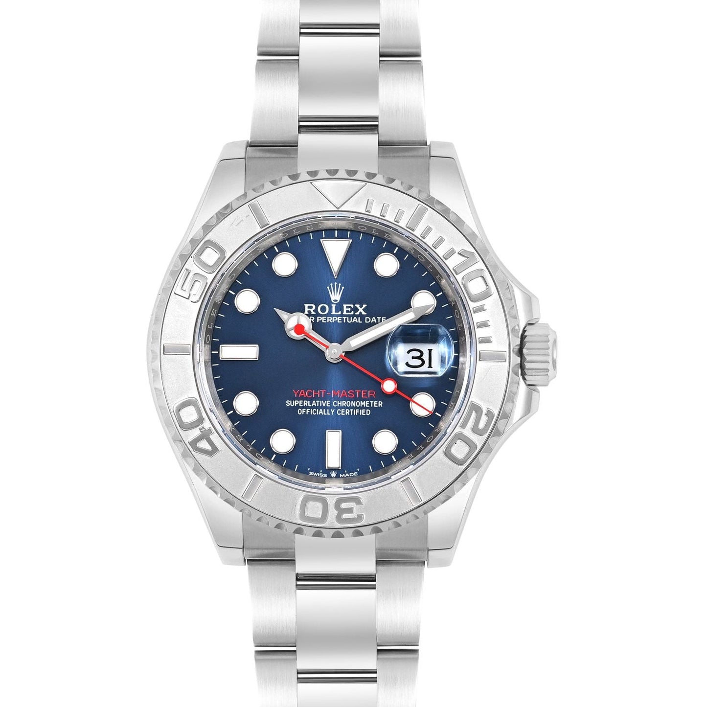 Rolex Yacht-Master Automatic Silver Color with Blue Dial Stainless Steel Chain Men’s Watch