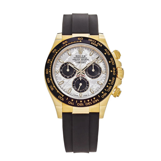 Rolex Daytona Meteorite Dial Automatic Stainless Steel Golden Tone Silicone Strap Men’s Watch
