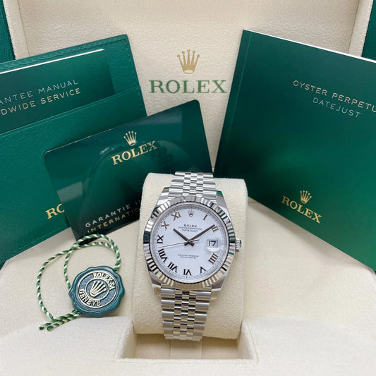 Rolex Datejust 126334 Fluted Bezel White Roman Dial Jubilee Bracelet 41mm Swiss 1:1 Mirror Grade Men’s Watch