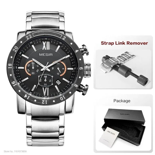 Megir M-3008 Chronograph Quartz Dualtone Stainless Steel Chain Men’s watch