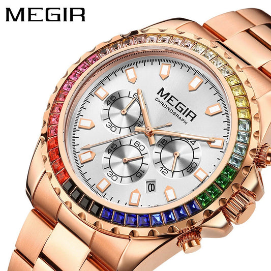 Megir MS2227GGD-7N3 Quartz Rosegold Stainless Steel Bracelet Men’s watch