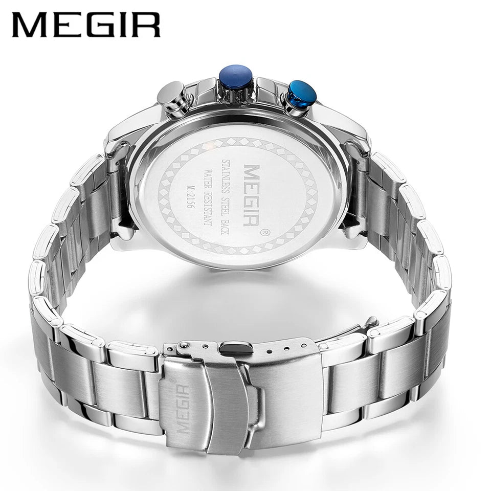 Megir M-2156 Quartz Chronograph Silver Stainless Steel Chain Men’s watch