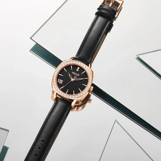 Megir ML7029LCREBK-1N0 Quartz Black Genuine Leather Women’s watch