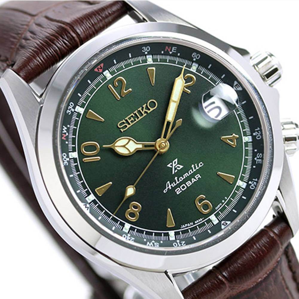 Seiko Prospex Alpinist SPB121 Automatic Green Dial Stainless Steel Genuine Leather Strap Men's Watch