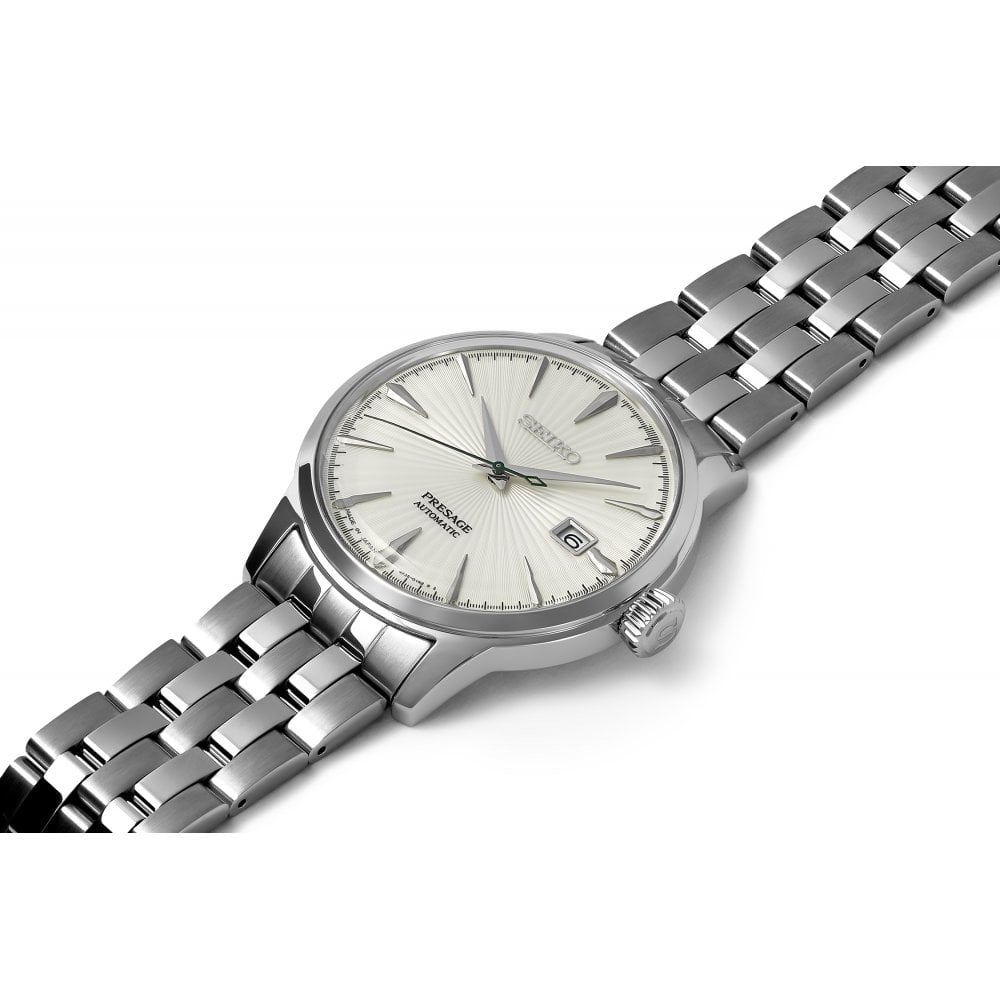 Seiko Presage SRPG23J1 Cocktail Time "The Martini" Automatic White Dial Stainless Steel Men's Watch