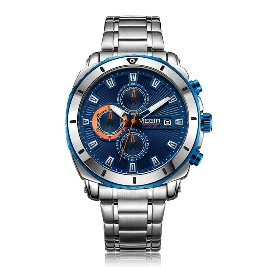 Megir MS2075G-2 Chronograph Quartz Silver Stainless Steel Chain Men’s watch