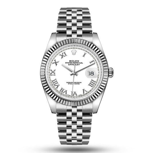 Rolex Datejust Roman White Dial Automatic Stainless Steel Jubilee Chain Euro Grade Men’s Watch