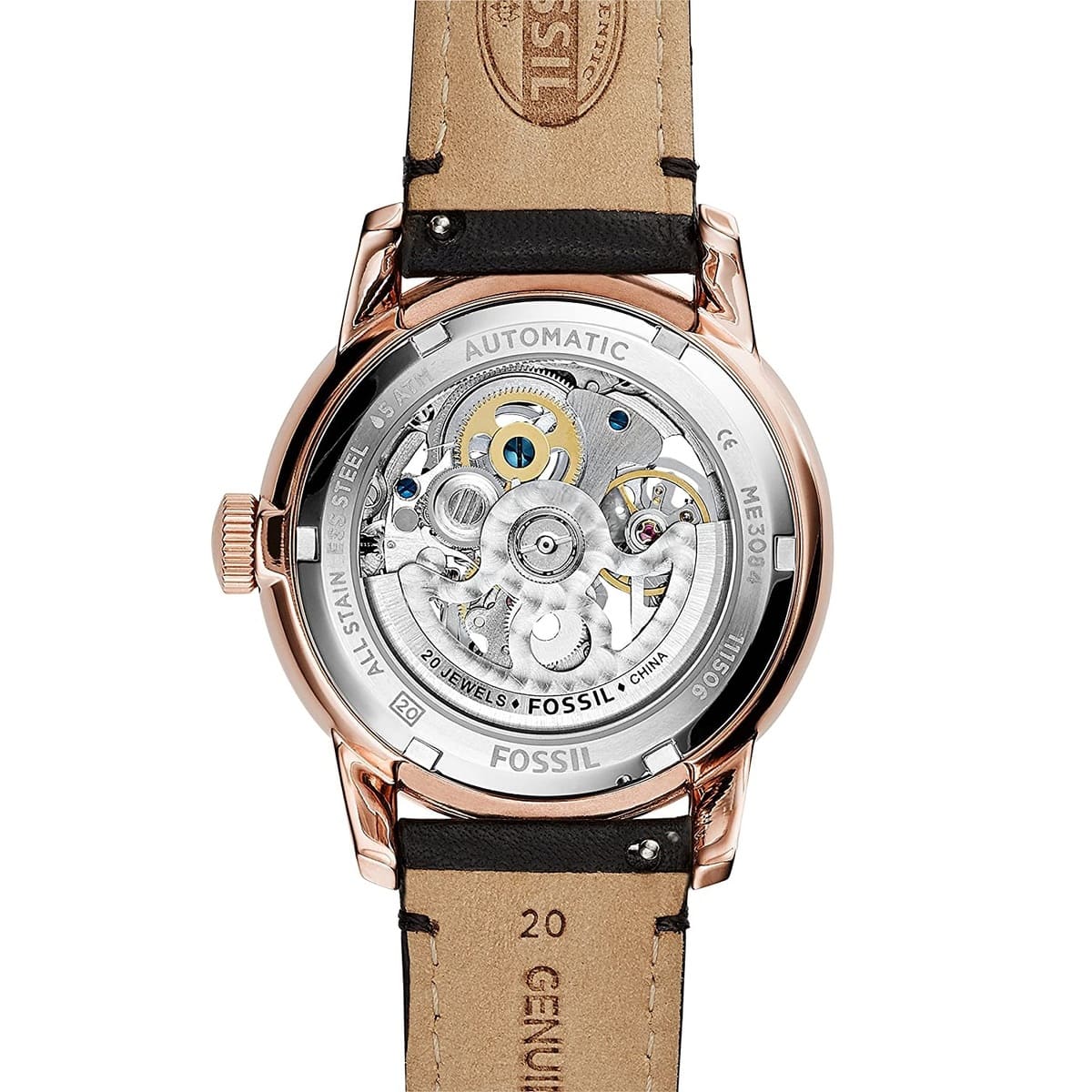 Fossil Townsman ME3084 Skeleton Automatic Genuine Leather Strap Men’s Watch