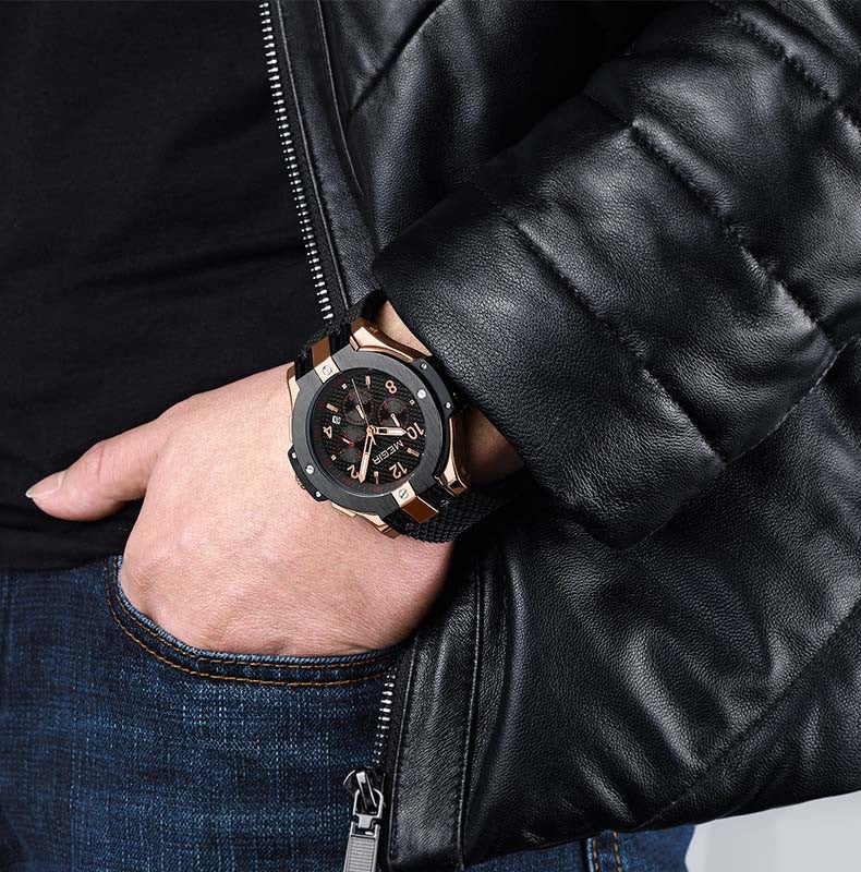 Megir 2050G Dual Tone Chronograph Silicon Strap Men’s watch