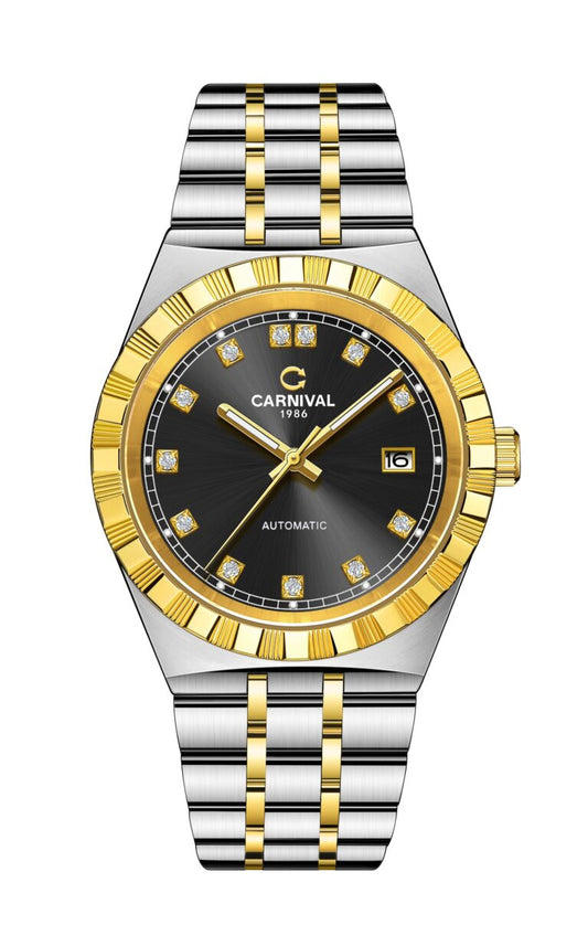 Carnival Royal 8112G Automatic Black Dial Two-Tone Stainless Steel Chain Men’s Watch