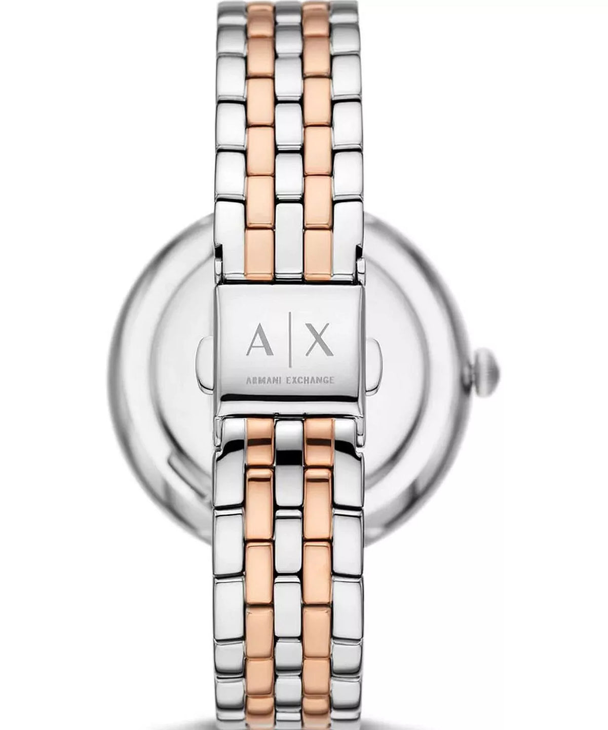 Armani Exchange Brooke AX5383 Quartz White Dial Silver & Rose Gold-Tone Stainless Steel Chain Lady’s Watch