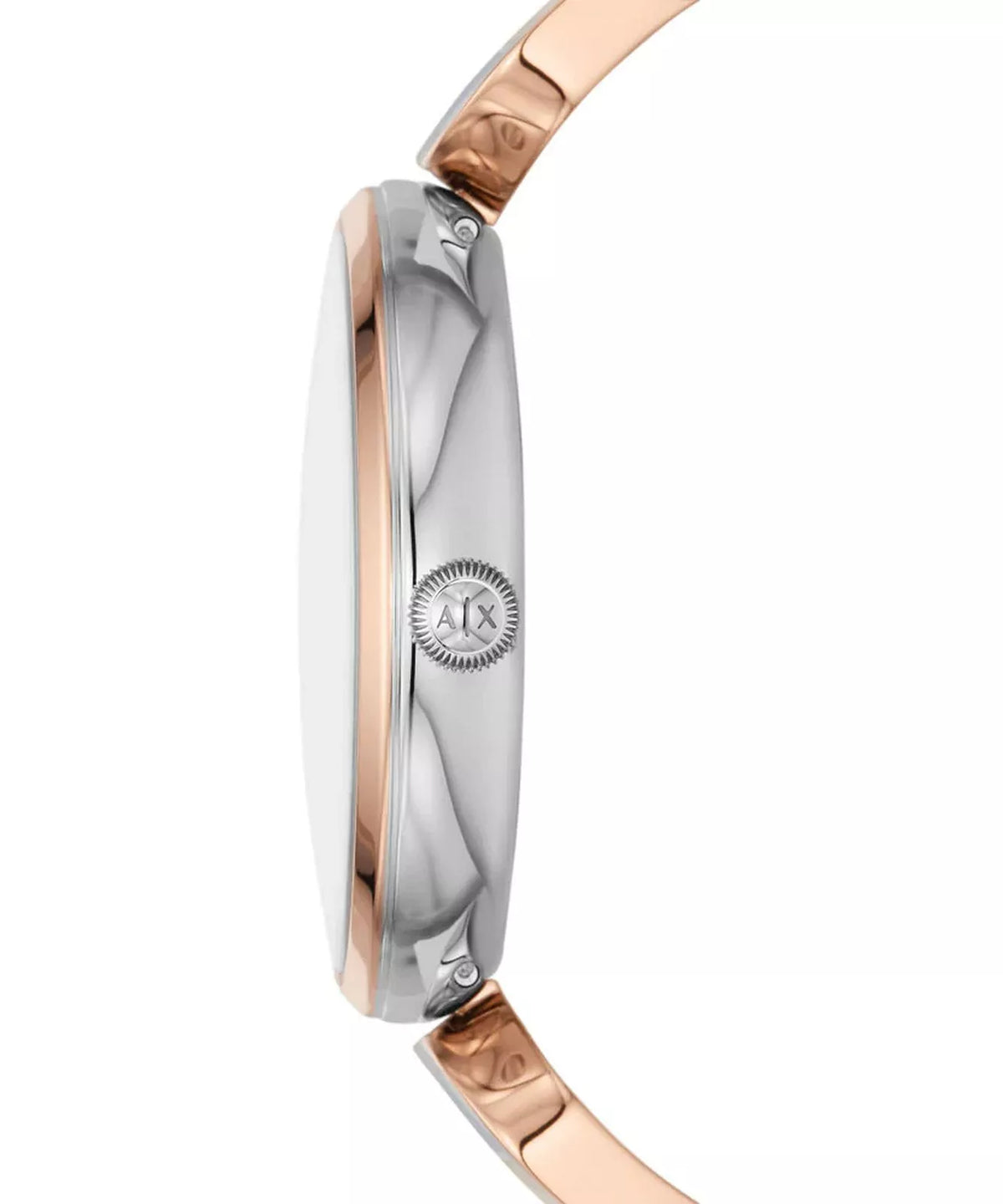 Armani Exchange Brooke AX5383 Quartz White Dial Silver & Rose Gold-Tone Stainless Steel Chain Lady’s Watch