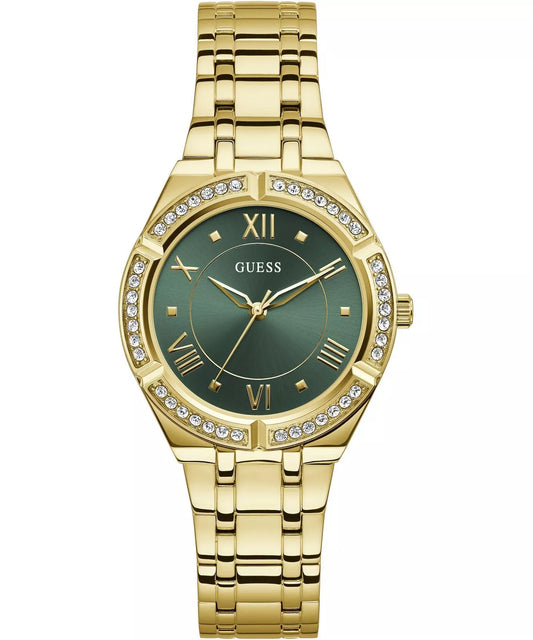 Guess Cosmo GW0033L8 Quartz Green Dial Full Golden-Tone Stainless Steel Chain Lady's Watch